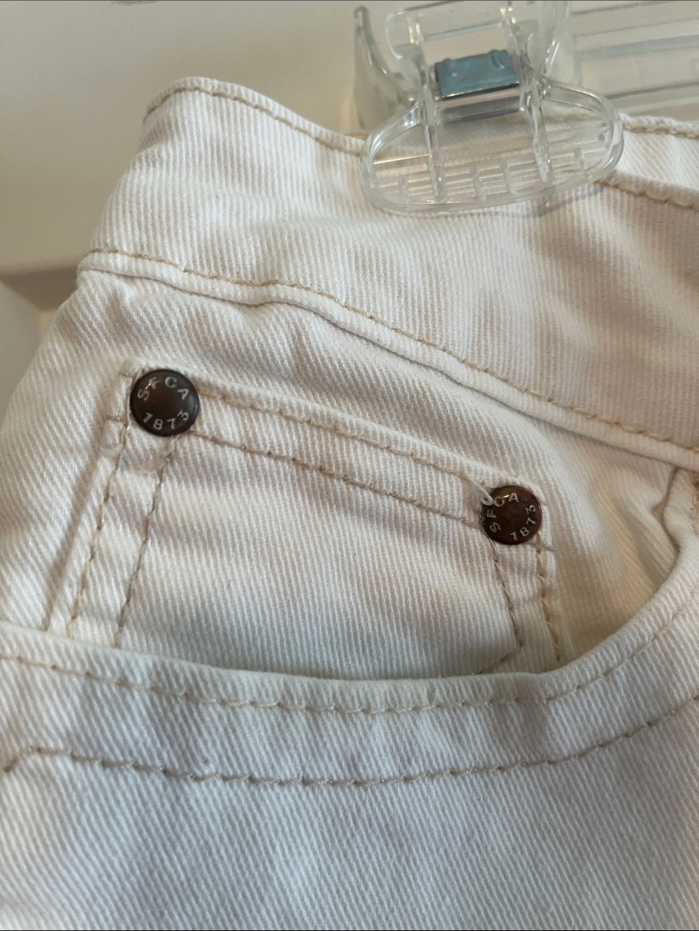 Levi Brand Women's Cream Denim Shorts - Classic High-Rise Style - Picture 6 of 10